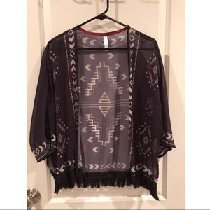 Sheer Aztec Print Kimono